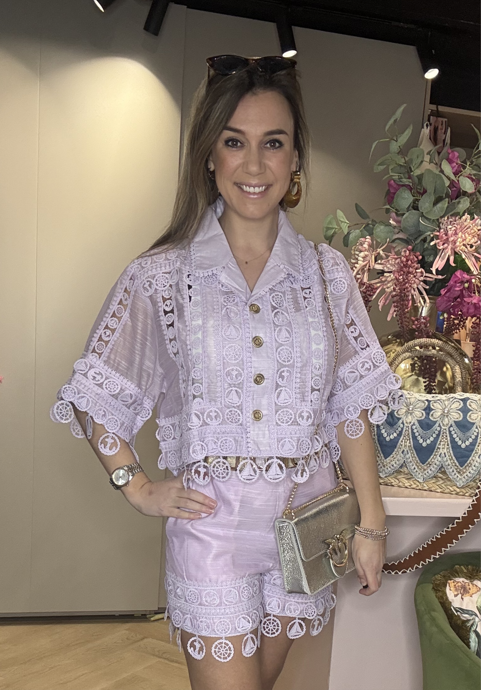 2-Delige Set kant details Lila